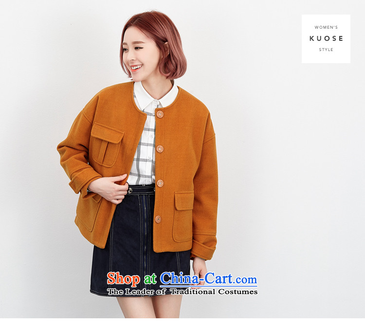 Wide Color Gamut 2015 autumn and winter new Korean Female Straight round-neck collar long-sleeved solid color stitching pocket short of the amount? and yellow are code jacket picture, prices, brand platters! The elections are supplied in the national character of distribution, so action, buy now enjoy more preferential! As soon as possible.