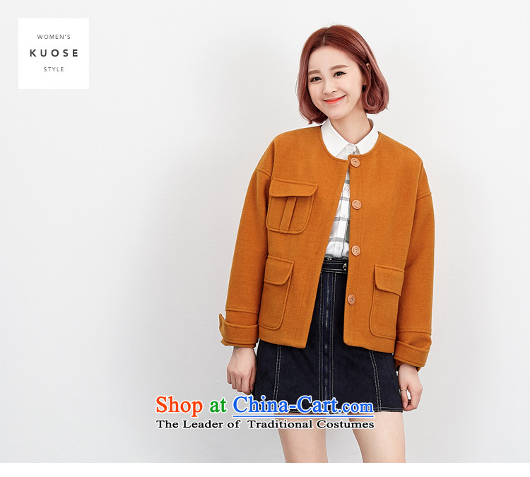 Wide Color Gamut 2015 autumn and winter new Korean Female Straight round-neck collar long-sleeved solid color stitching pocket short of the amount? and yellow are code jacket picture, prices, brand platters! The elections are supplied in the national character of distribution, so action, buy now enjoy more preferential! As soon as possible.