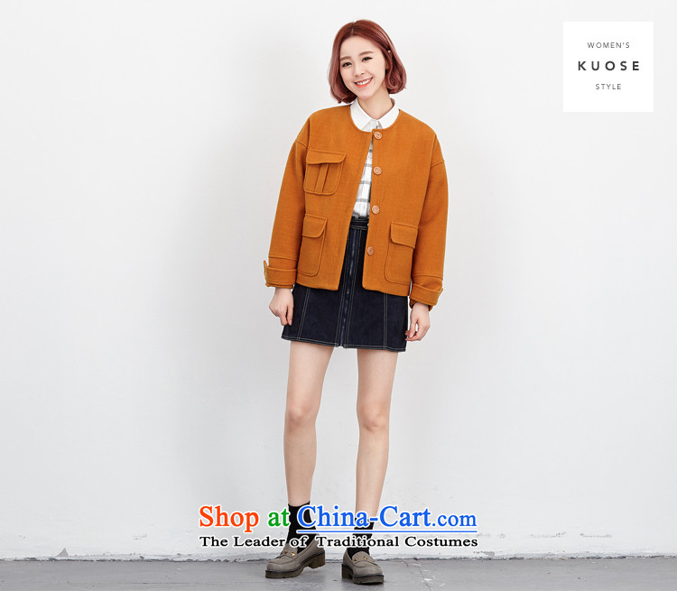 Wide Color Gamut 2015 autumn and winter new Korean Female Straight round-neck collar long-sleeved solid color stitching pocket short of the amount? and yellow are code jacket picture, prices, brand platters! The elections are supplied in the national character of distribution, so action, buy now enjoy more preferential! As soon as possible.