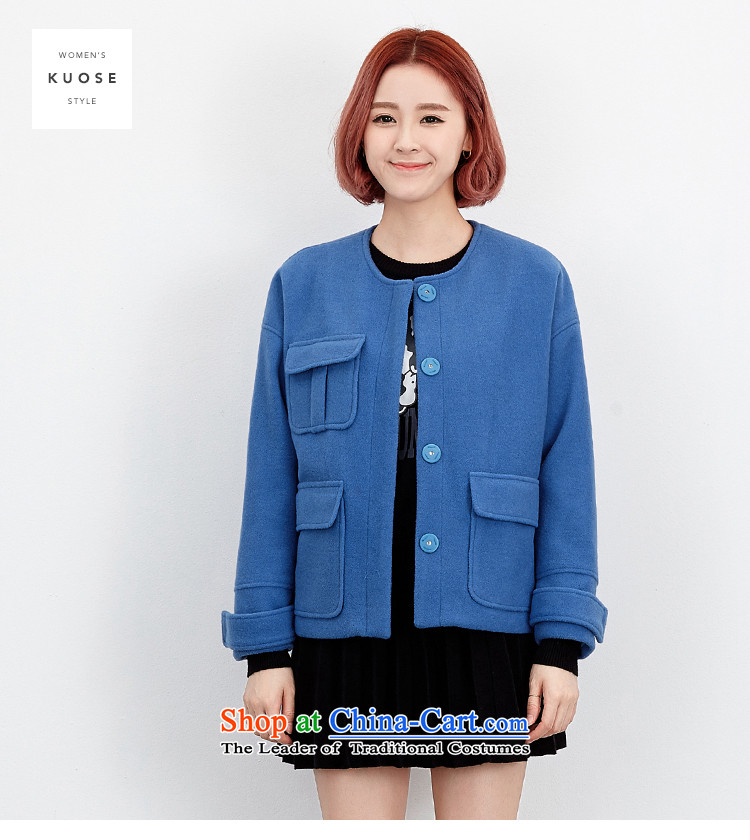 Wide Color Gamut 2015 autumn and winter new Korean Female Straight round-neck collar long-sleeved solid color stitching pocket short of the amount? and yellow are code jacket picture, prices, brand platters! The elections are supplied in the national character of distribution, so action, buy now enjoy more preferential! As soon as possible.