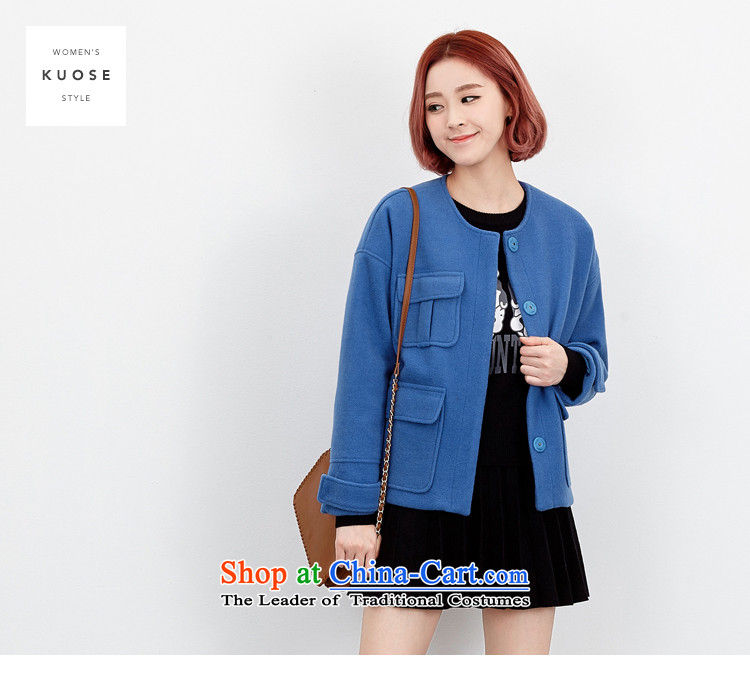 Wide Color Gamut 2015 autumn and winter new Korean Female Straight round-neck collar long-sleeved solid color stitching pocket short of the amount? and yellow are code jacket picture, prices, brand platters! The elections are supplied in the national character of distribution, so action, buy now enjoy more preferential! As soon as possible.