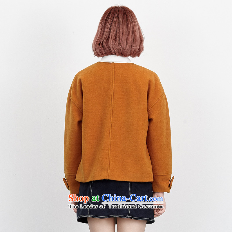 Wide Color Gamut 2015 autumn and winter new Korean Female Straight round-neck collar long-sleeved solid color stitching pocket short of the amount? and yellow are code jacket, broaden the colors (kuose) , , , shopping on the Internet