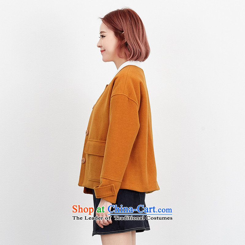 Wide Color Gamut 2015 autumn and winter new Korean Female Straight round-neck collar long-sleeved solid color stitching pocket short of the amount? and yellow are code jacket, broaden the colors (kuose) , , , shopping on the Internet