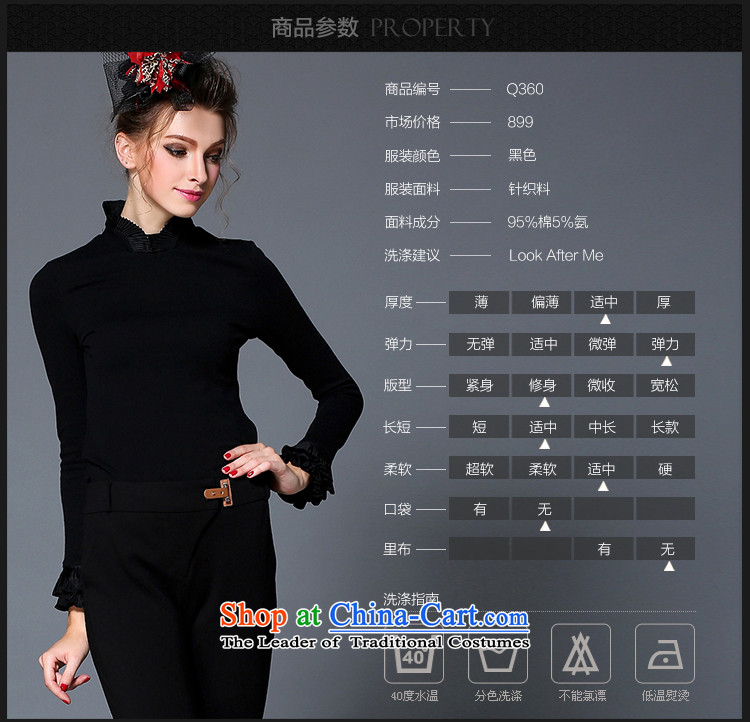 The Ni dream high-end large European and American Women 2015 winter new thick mm aristocratic wind billowy flounces long-sleeved shirt, forming the Sau San video female clothes G-q360 5XL black picture, prices, brand platters! The elections are supplied in the national character of distribution, so action, buy now enjoy more preferential! As soon as possible.