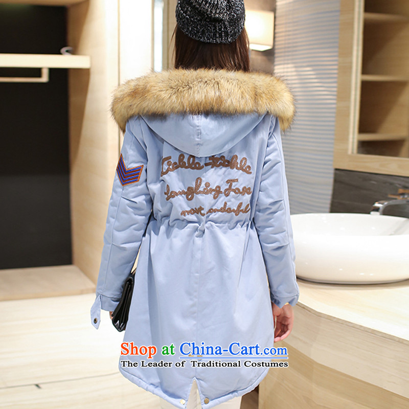 In Kashiwa xl female ãþòâ winter clothing in the new Fat MM long with cap on the Nagymaros collar leisure thick cotton coat warm blue 3XL 891 150 - 160131, around 922.747 Park shopping on the Internet has been pressed.
