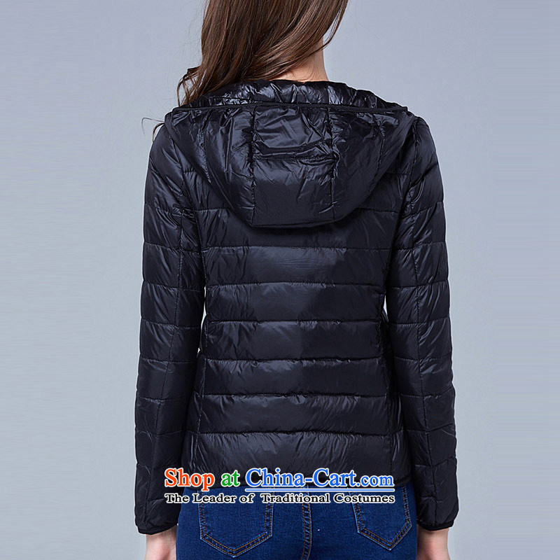 Hei Marguerite slavery 2015 new Korean Edition to increase the number of women with thick MM Short thin and light with cap down jacket coat O69549 black large code 4XL, Hi Marguerite Arsenal , , , shopping on the Internet