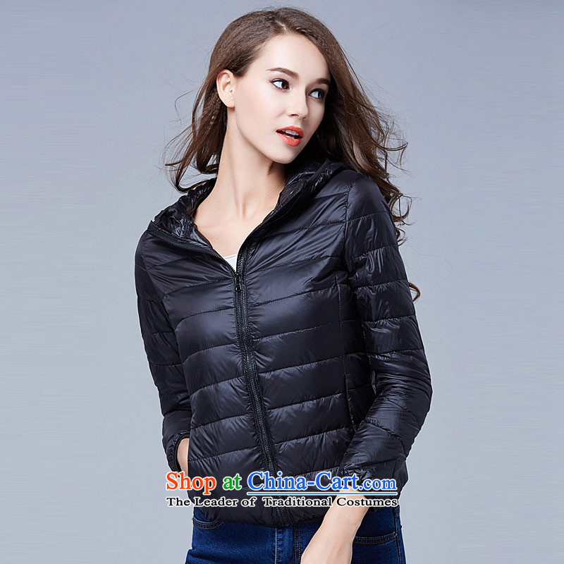 Hei Marguerite slavery 2015 new Korean Edition to increase the number of women with thick MM Short thin and light with cap down jacket coat O69549 black large code 4XL, Hi Marguerite Arsenal , , , shopping on the Internet