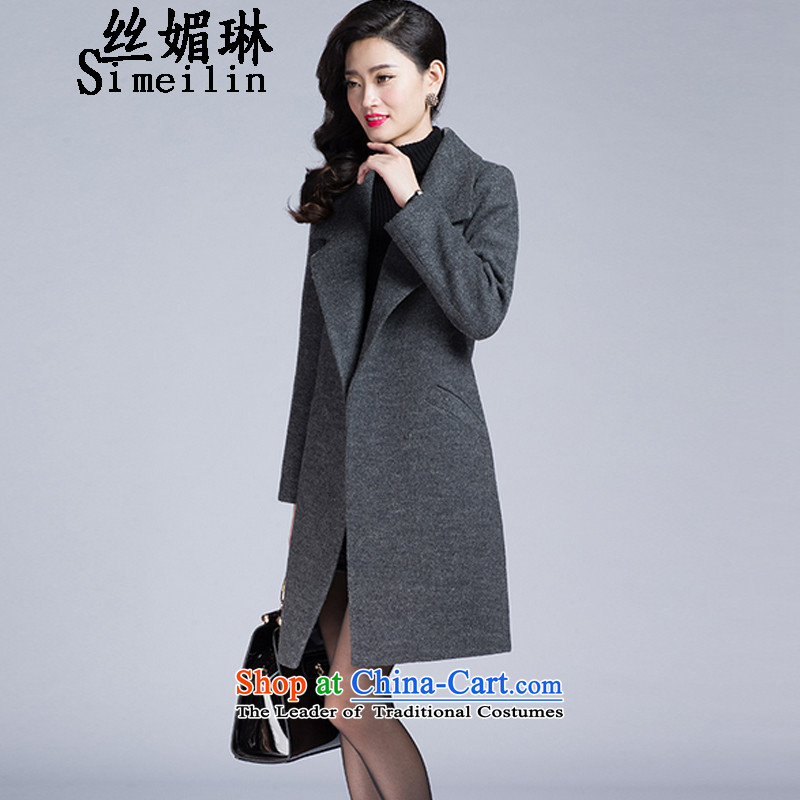 The population of Lin Winter 2015 new women's temperament Sau San Solid Color OL long gross jacket gray M population? Mei Lin (simeilin) , , , shopping on the Internet
