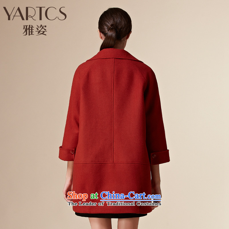 2015 Autumn and winter hazel large western graphics thin hair? jacket thick mm double-medium to long term, a wool coat red 4XL, hazel (yartcs) , , , shopping on the Internet