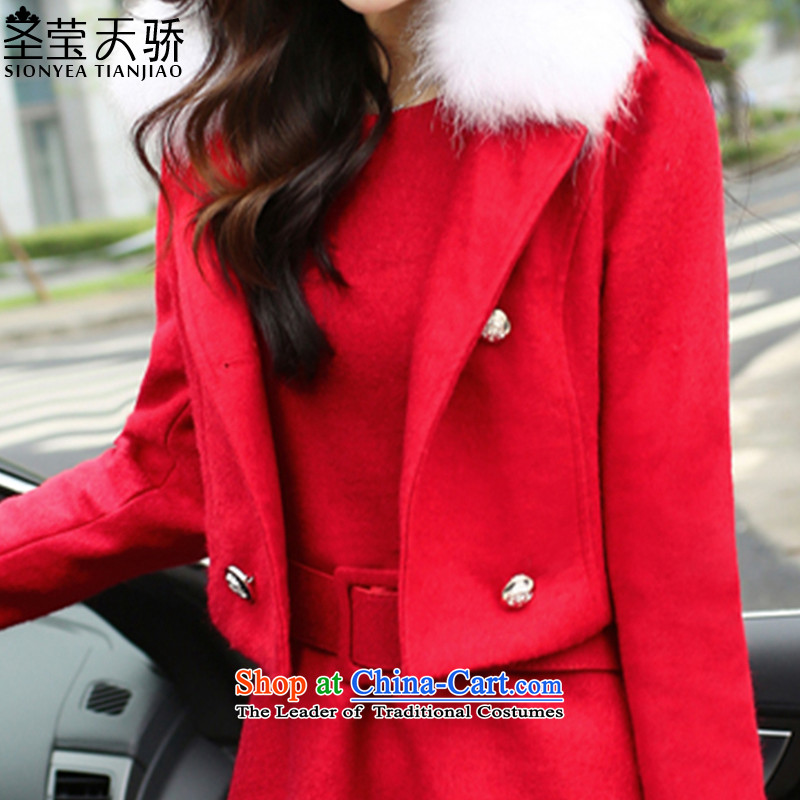 The holy day average 2015 Ying autumn and winter Korean small incense wind jacket short of gross? long-sleeved gross? dresses Kit , L, Saint SY590 skirt red Ying-day average , , , shopping on the Internet