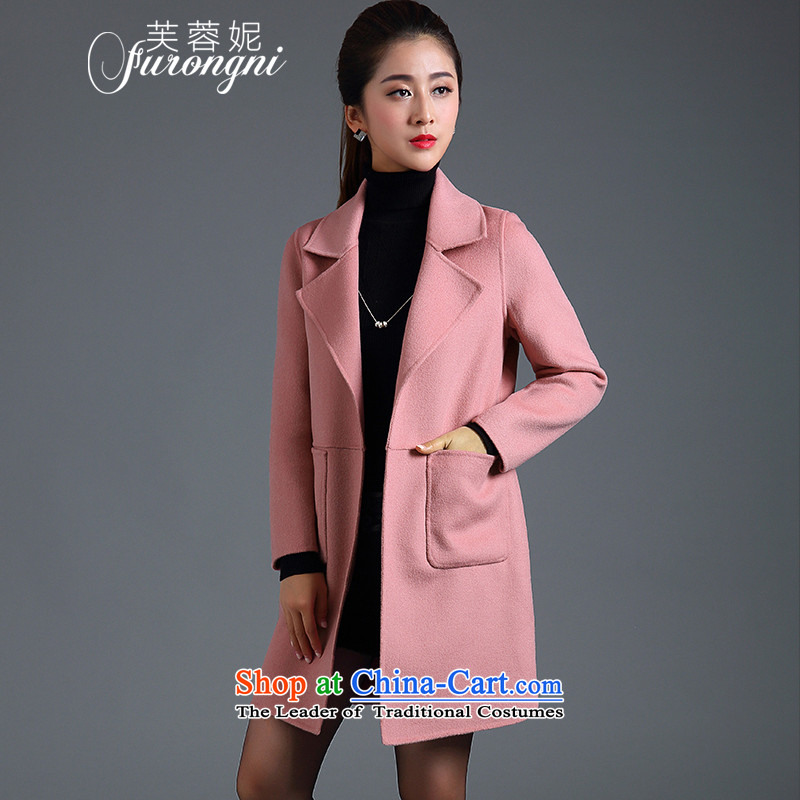 Hibiscus Connie gross? 2015 autumn and winter coats new larger female high-end 2-sided cashmere western coats, wool, Ms. long jacket D0387? wine red , L, Stephanie (FURONGNI hibiscus) , , , shopping on the Internet