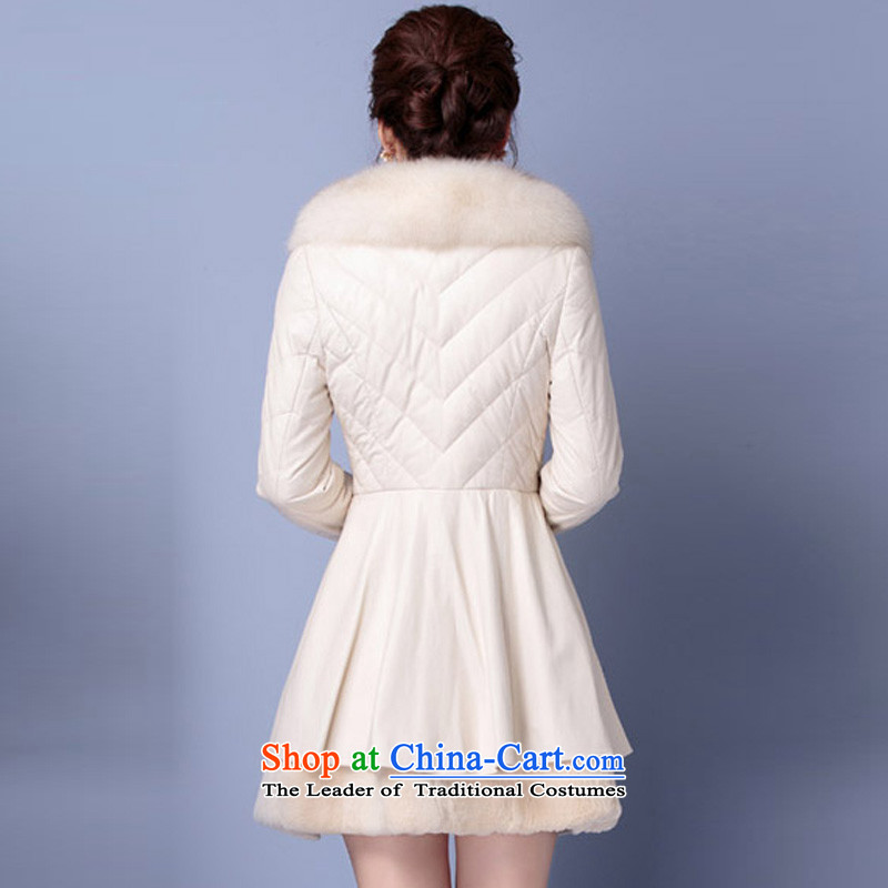 The holy day average 2015 Ying autumn and winter new nagymaros leather garments in the way long feather cotton coat jacket girl S704 m White L, the holy day average.... Ying shopping on the Internet