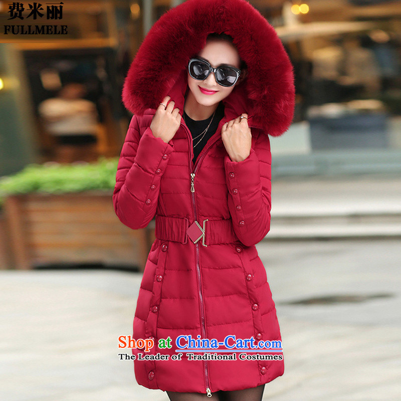 Fee for winter 2015 Millies new and old age are larger female Korean version in the Sau San long nagymaros collar with cap reinforcement downcoat female BOURDEAUXXL
