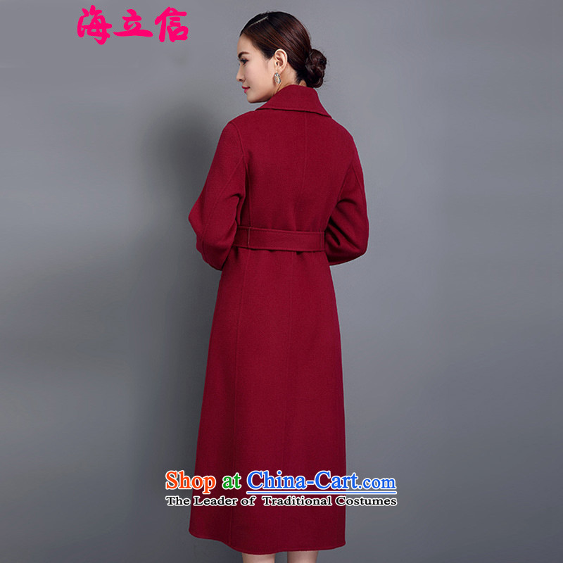 The Sea manual two-sided cashmere overcoat female quality 2015 winter clothing in new long wool? Korean wine red jacket coat Sau San M ALITE Letter , , , shopping on the Internet