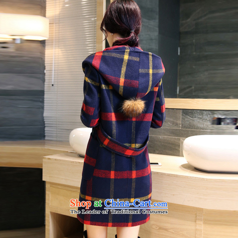 Ms Audrey EU's 2015 romantic Connie autumn and winter new products to the British Academy wind jacket compartments in gross? long cap a wool coat gross flows of female red and yellow ball grid XL, romantic Connie Na (LANGNIMANWEINA Ms Audrey Eu) , , , sho