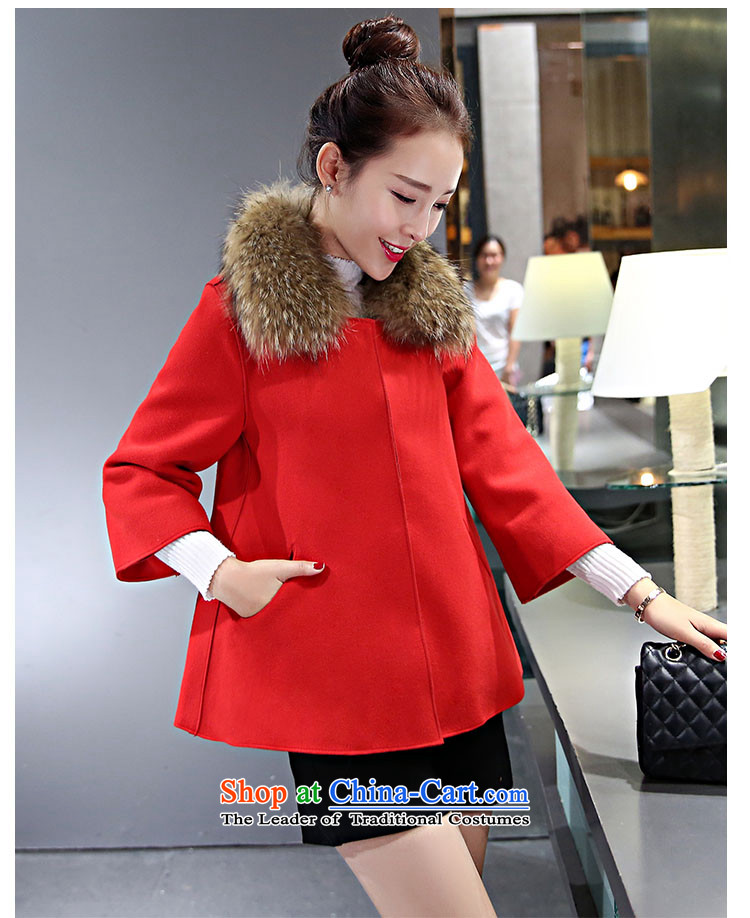 Ms Audrey EU's 2015 romantic Connie Chau for women Korean jacket coat Gross Gross Sau San?? topper with large red collar Nagymaros M picture, prices, brand platters! The elections are supplied in the national character of distribution, so action, buy now enjoy more preferential! As soon as possible.