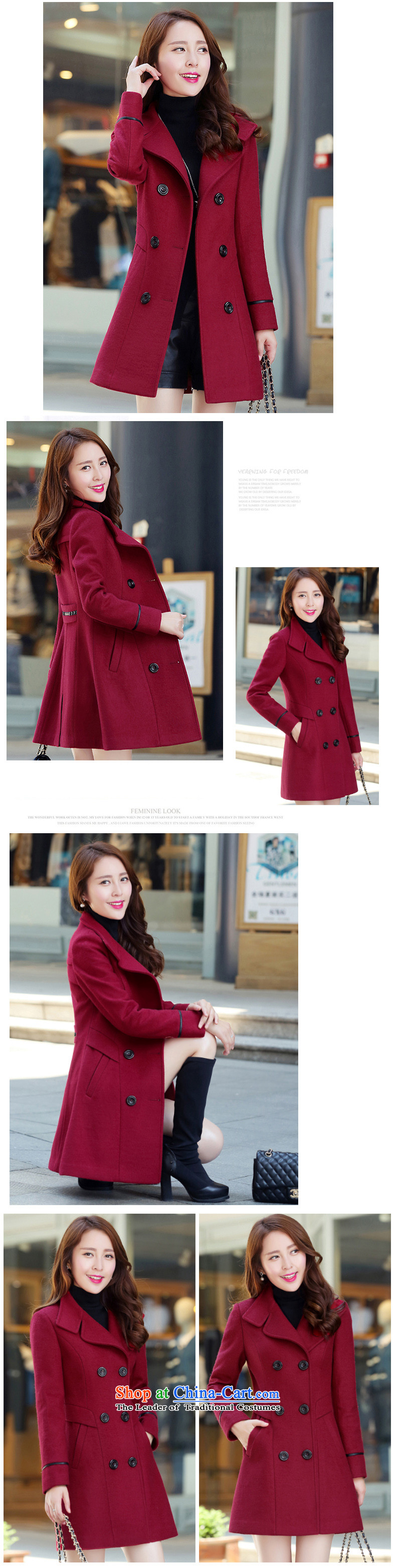 Korea Breeze 2015 autumn and winter new products in the women's long MM to xl double-coats 1231 gross? wine red 3XL recommendations 143-158 catty picture, prices, brand platters! The elections are supplied in the national character of distribution, so action, buy now enjoy more preferential! As soon as possible.