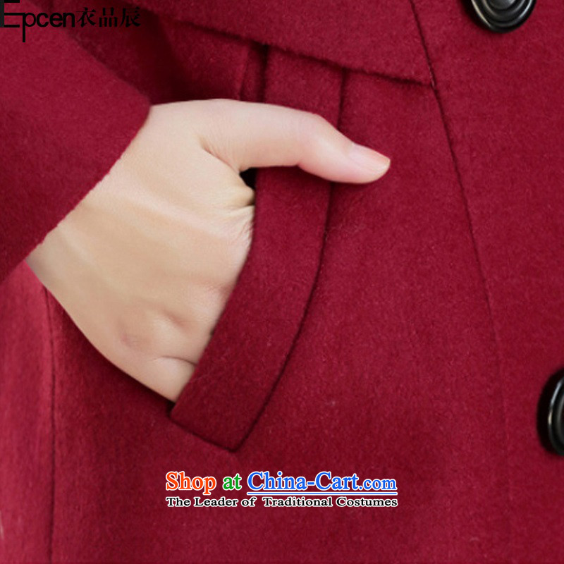 Korea Breeze 2015 autumn and winter new products in the women's long MM to xl double-coats 1231 gross? wine red 3XL recommendations 143-158, Korea breeze shopping on the Internet has been pressed.