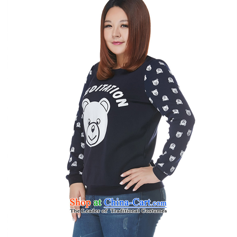 The fertilizer significantly msshe code women 2015 new winter clothing thick MM cartoon stamp round-neck collar sweater l0,985 5XL, Blue Susan Carroll, the poetry Yee (MSSHE),,, shopping on the Internet