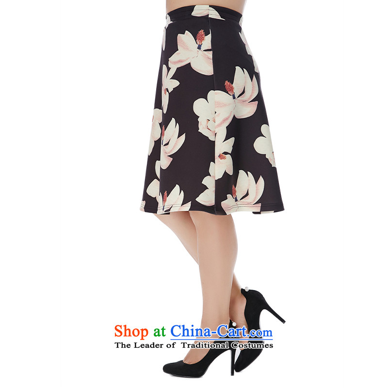 Msshe xl women 2015 new winter clothing thick MM romantic stamp elastic band waist body petticoat skirt 10955 black on white flowers of Susan Carroll, Ms Elsie T3, Yee (MSSHE),,, shopping on the Internet