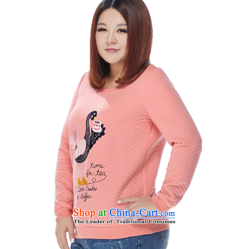 Msshe xl women 2015 new winter clothing space cotton round-neck collar cartoon embroidered thick MM thick 11098 sweater pink 3XL, Susan Carroll, the poetry Yee (MSSHE),,, shopping on the Internet
