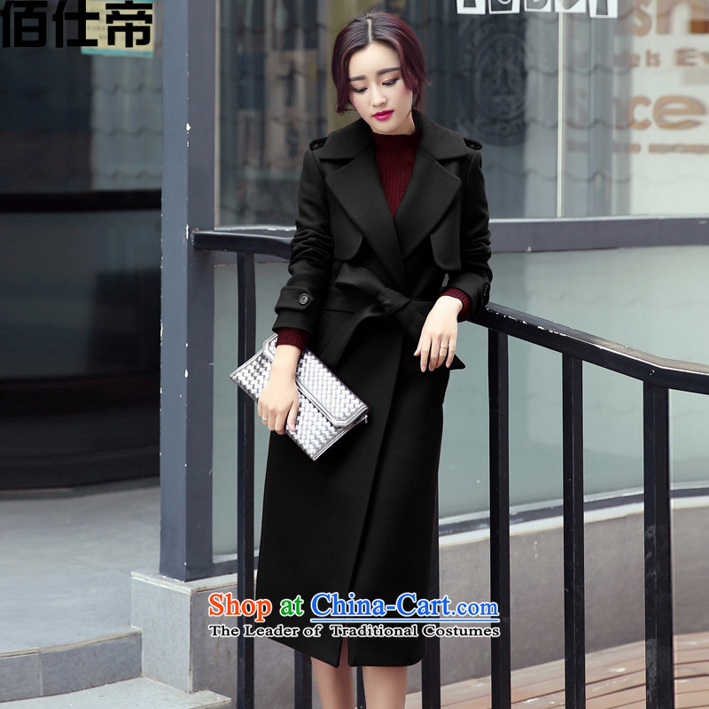The Korean version of the 2015 autumn and winter coats gross New girl? long loose wine red M Bai Shi (buys dear) , , , shopping on the Internet