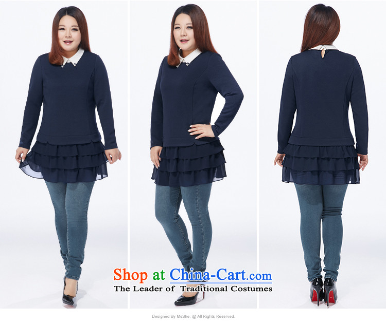Msshe xl women 2015 new winter clothing thick MM long-sleeved shirt layer cake skirt 10873 pre-sale blue 4XL- pre-sale to the picture of 12.10, prices, brand platters! The elections are supplied in the national character of distribution, so action, buy now enjoy more preferential! As soon as possible.