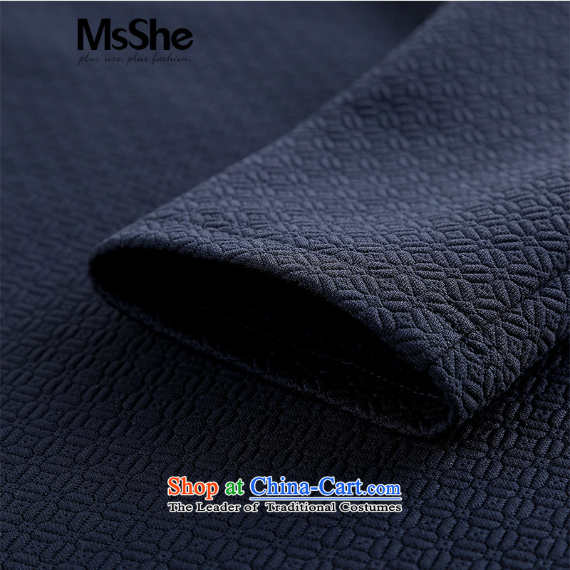 Msshe xl women 2015 new winter clothing thick MM long-sleeved shirt layer cake skirt 10873 pre-sale blue 4XL- pre-sale to 12.10, the Ms Susan Carroll, Selina Chow (MSSHE),,, shopping on the Internet