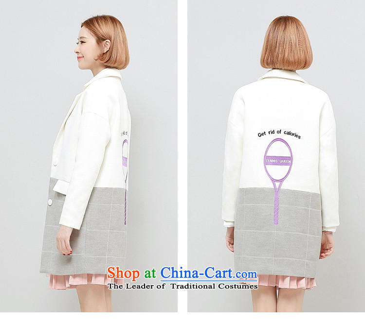 Wide Color Gamut 2015 autumn and winter new Korean Female straight for long-sleeved embroidery suits stitching?? white jacket coat gross spell gray cells S picture, prices, brand platters! The elections are supplied in the national character of distribution, so action, buy now enjoy more preferential! As soon as possible.
