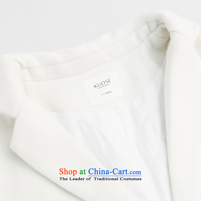 Wide Color Gamut 2015 autumn and winter new Korean Female straight for long-sleeved embroidery suits stitching?? white jacket coat gross spell gray cells , broaden the colors (kuose) , , , shopping on the Internet