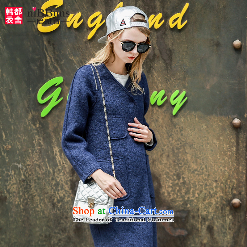The Taliban have won yi premises poem Western Wind 2015 winter new leisure H VERSION V-Neck zipper solid color jacket WEZ5013 female hair?8 Blue M won all premises has been pressed on yi Shopping