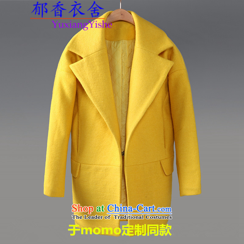 Yu Xiang Yi Dag Hammarskj?ld 2015 winter cocoon-thick Cashmere wool coat in the medium to long term? a wool coat yellow?S