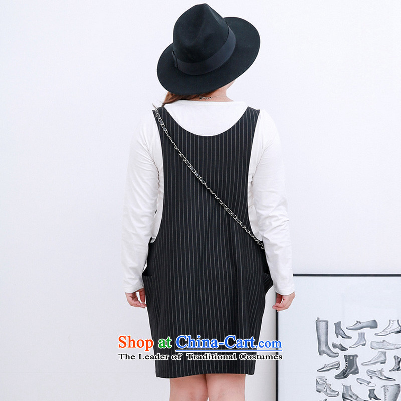  Thick mm to feelnet xl female Korean version thin two kits dresses streaks strap skirt larger Package C13 Black 3XL code ,FEELNET,,, shopping on the Internet