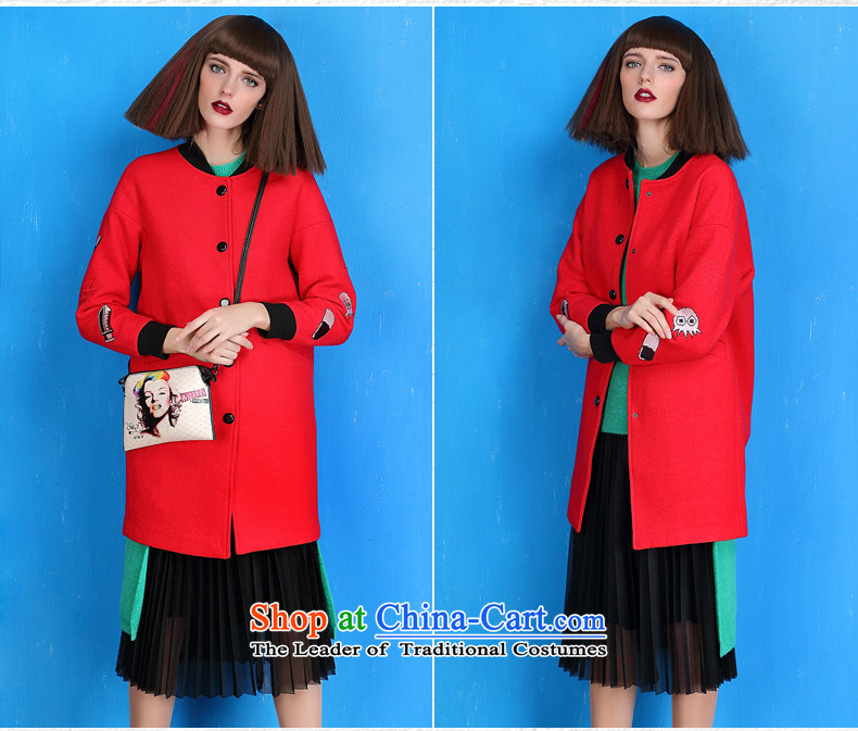 Color and a wool coat 2015 Winter Olympics women, han bum college students in the wind long loose embroidery baseball services Pink M picture, prices, brand platters! The elections are supplied in the national character of distribution, so action, buy now enjoy more preferential! As soon as possible.