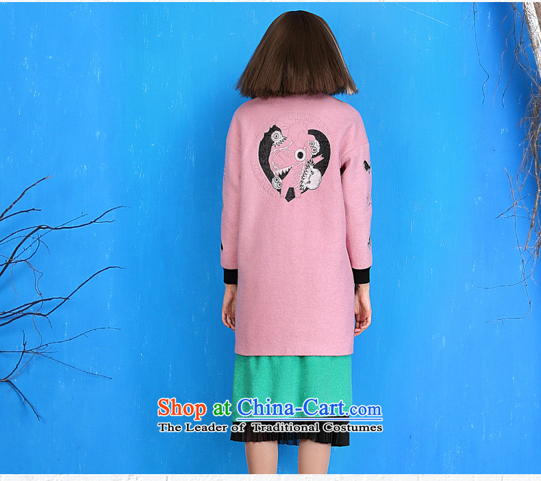 Color and a wool coat 2015 Winter Olympics women, han bum college students in the wind long loose embroidery baseball services Pink M picture, prices, brand platters! The elections are supplied in the national character of distribution, so action, buy now enjoy more preferential! As soon as possible.