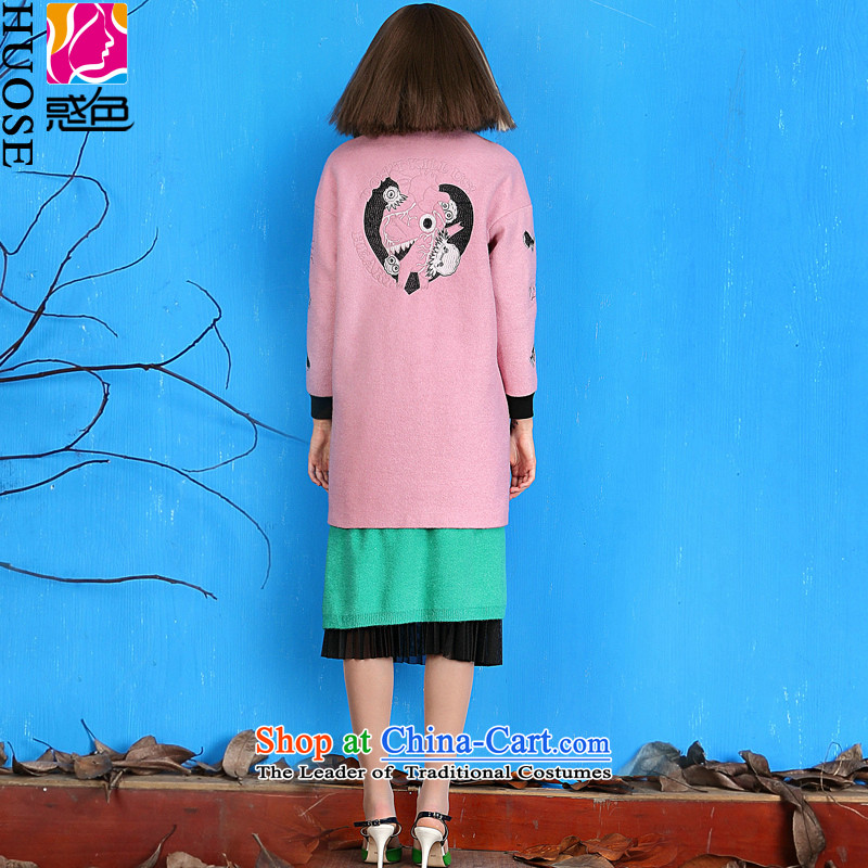 Color and a wool coat 2015 Winter Olympics women, han bum college students in the wind long loose embroidery baseball services to mislead the color has been pressed, pink shopping on the Internet