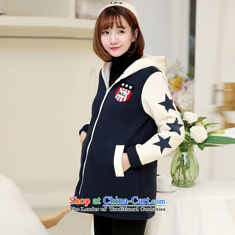 Elisabeth wa girls who enter into card thick graphics thin for women large jacket 2015 XL female autumn stylish blouses cap load to increase lint-free thick cotton coat 8927 Women's navy XXL suitable for 140 to 165 catties of fat, Elisabeth wa concluded card (SHAWADIKA) , , , shopping on the Internet