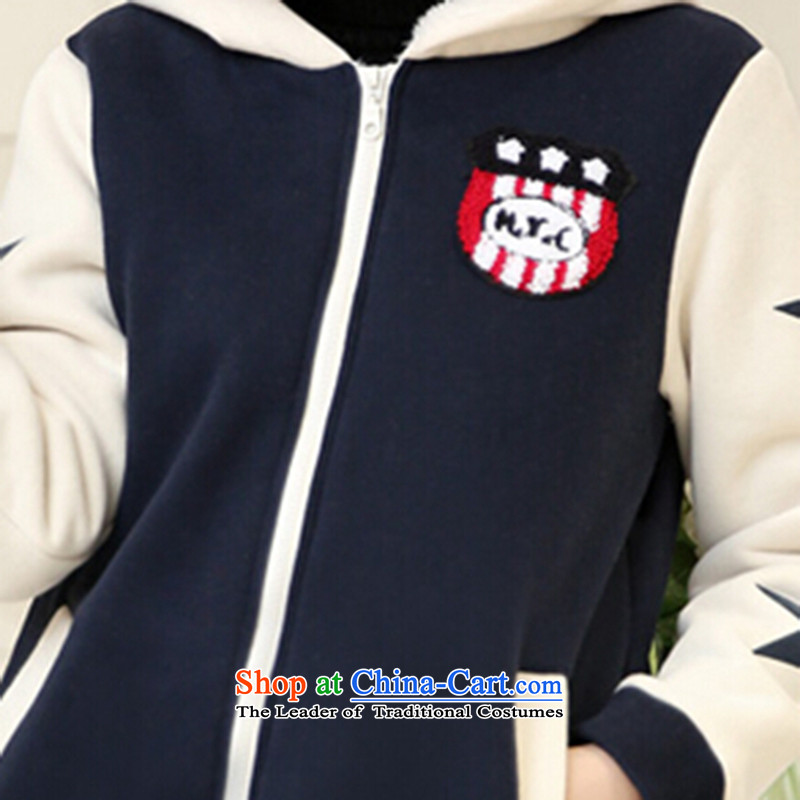 Elisabeth wa girls who enter into card thick graphics thin for women large jacket 2015 XL female autumn stylish blouses cap load to increase lint-free thick cotton coat 8927 Women's navy XXL suitable for 140 to 165 catties of fat, Elisabeth wa concluded card (SHAWADIKA) , , , shopping on the Internet