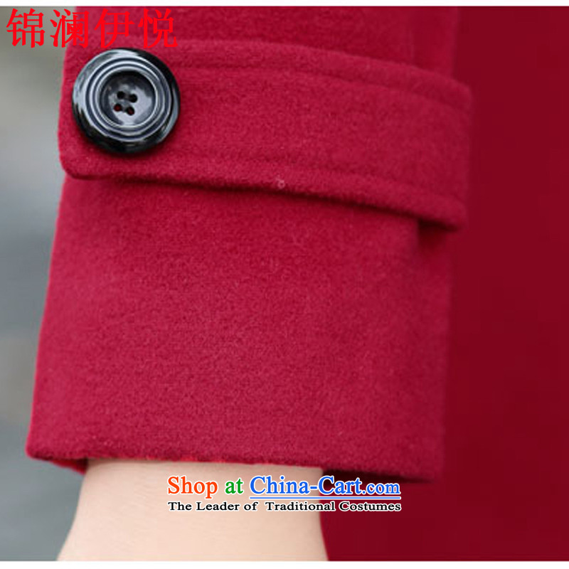 The world of Kam Yuet 2015 new female elegance Korean leisure gross a wind jacket color navy OL commuter is simple and stylish atmosphere long coats 5896 wine red XXL, Kam World of Yue , , , shopping on the Internet