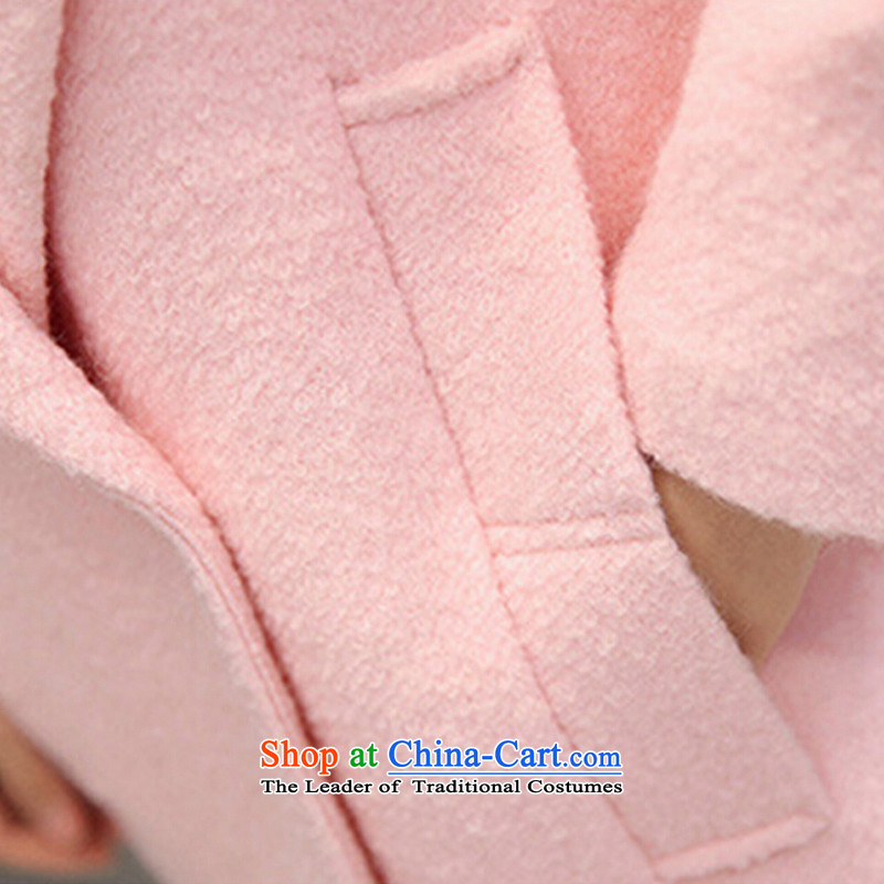 Min kiosks for winter 2015 new Korean version of a wool coat Korean cocoon-thick hair loose cotton plus? female pink jacket XL, Min KIOSK.... shopping on the Internet