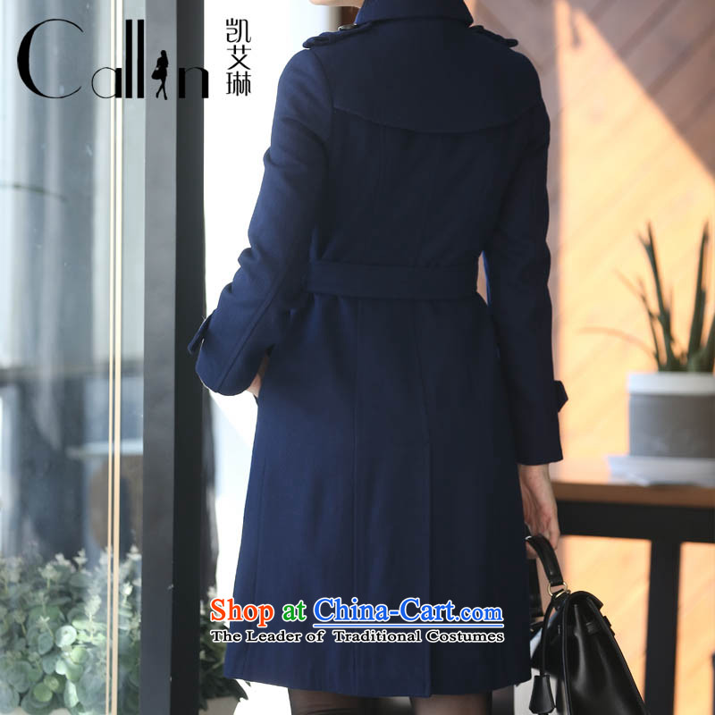 Gloria Irene 2015 autumn and winter new Korean female Professional Boxed OL Sau San? In gross jacket Ms. long wool a wool coat thick blue overalls XXL, Kai Irene (THEY) , , , shopping on the Internet