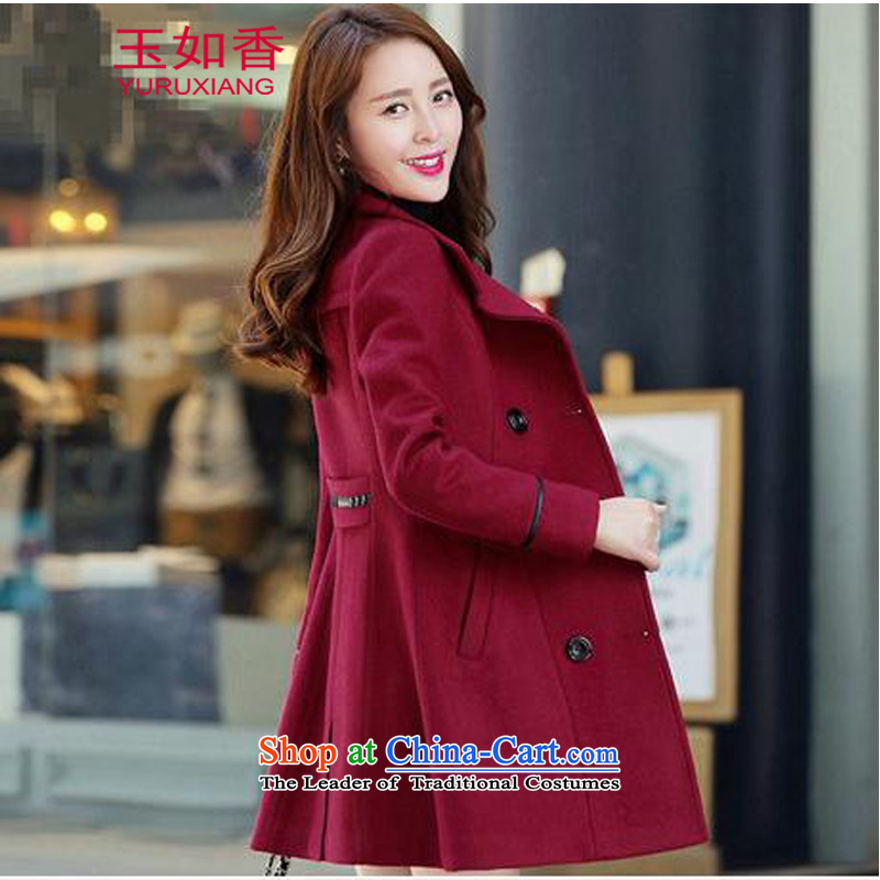 Yuk-yu Heung 2015 gross autumn and winter coats? the new Korean version of major, long-Sau San code female double-thick a wool coat wine red XL, Yuk-yu-hyang (YURUXIANG) , , , shopping on the Internet