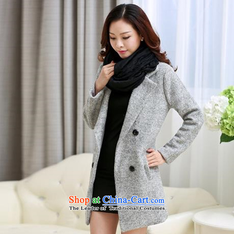 Yuk-yu Heung 2015 autumn and winter large new women's double-jacket ni-gross? coats Gray L, Yuk-yu-hyang (YURUXIANG) , , , shopping on the Internet