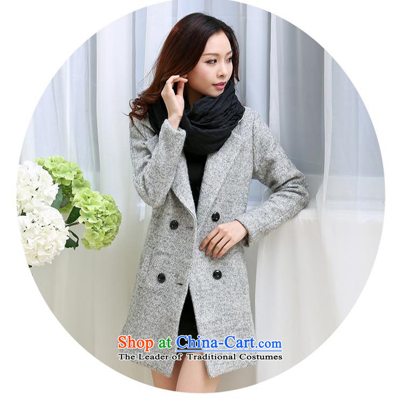 Yuk-yu Heung 2015 autumn and winter large new women's double-jacket ni-gross? coats Gray L, Yuk-yu-hyang (YURUXIANG) , , , shopping on the Internet