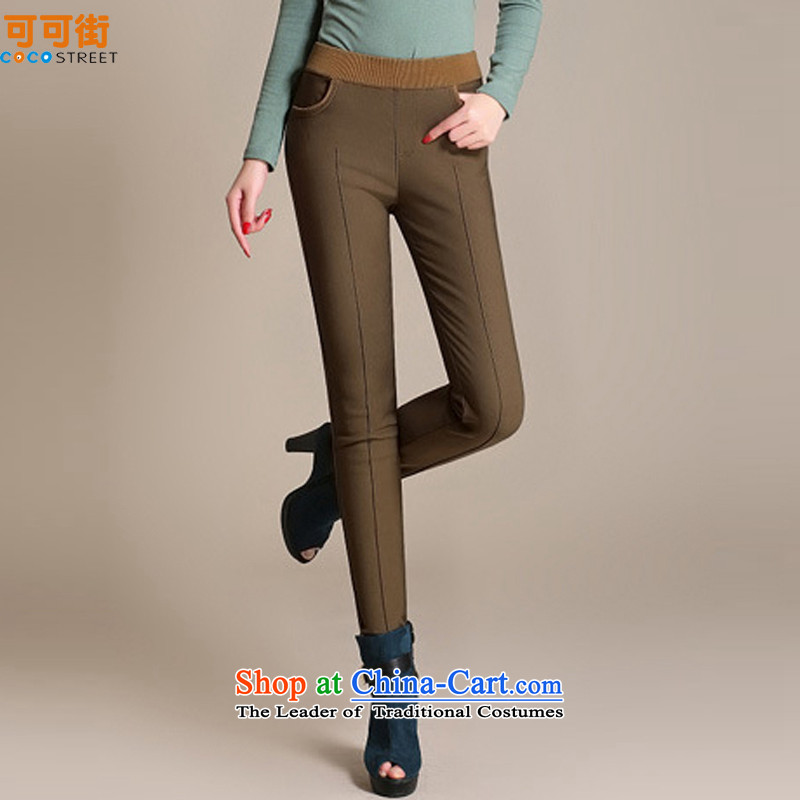Cocoa Street Code women winter clothing to increase load autumn female pants 200 catties thick girls' Graphics thin pants, thick MM thick plus lint-free warm black trousers, forming the routed 6XL, cocoa Street (cocostreet) , , , shopping on the Internet