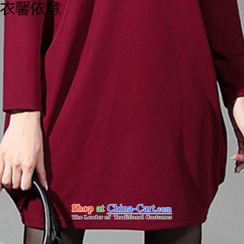 In accordance with the intention to include yi 2015 new winter new larger women forming the relaxd dress Y411 female wine red XL, Yi Xin in accordance with the intention of online shopping has been pressed.