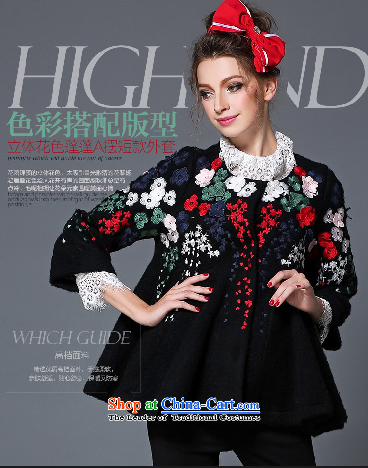 2015 Autumn and winter sea from the new Europe and high-end graphics thin coat embroidered retro loose single row detained wool coat female B1710W? Black M picture, prices, brand platters! The elections are supplied in the national character of distribution, so action, buy now enjoy more preferential! As soon as possible.