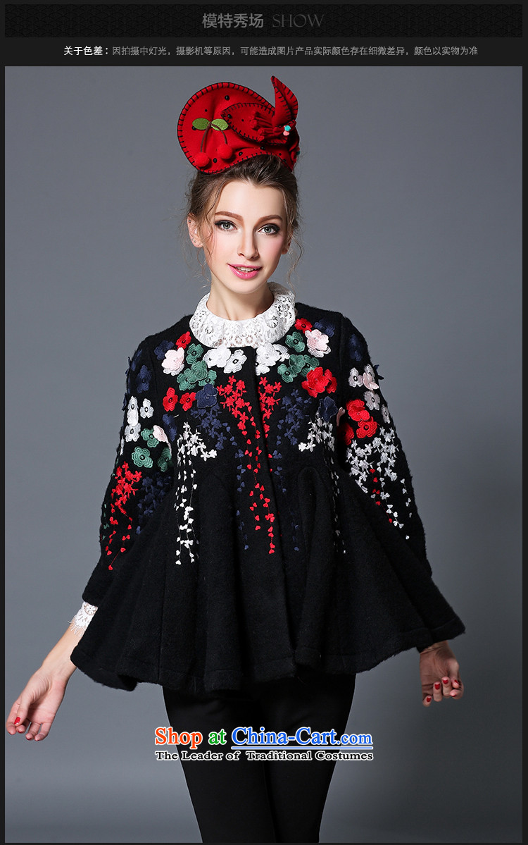 2015 Autumn and winter sea from the new Europe and high-end graphics thin coat embroidered retro loose single row detained wool coat female B1710W? Black M picture, prices, brand platters! The elections are supplied in the national character of distribution, so action, buy now enjoy more preferential! As soon as possible.