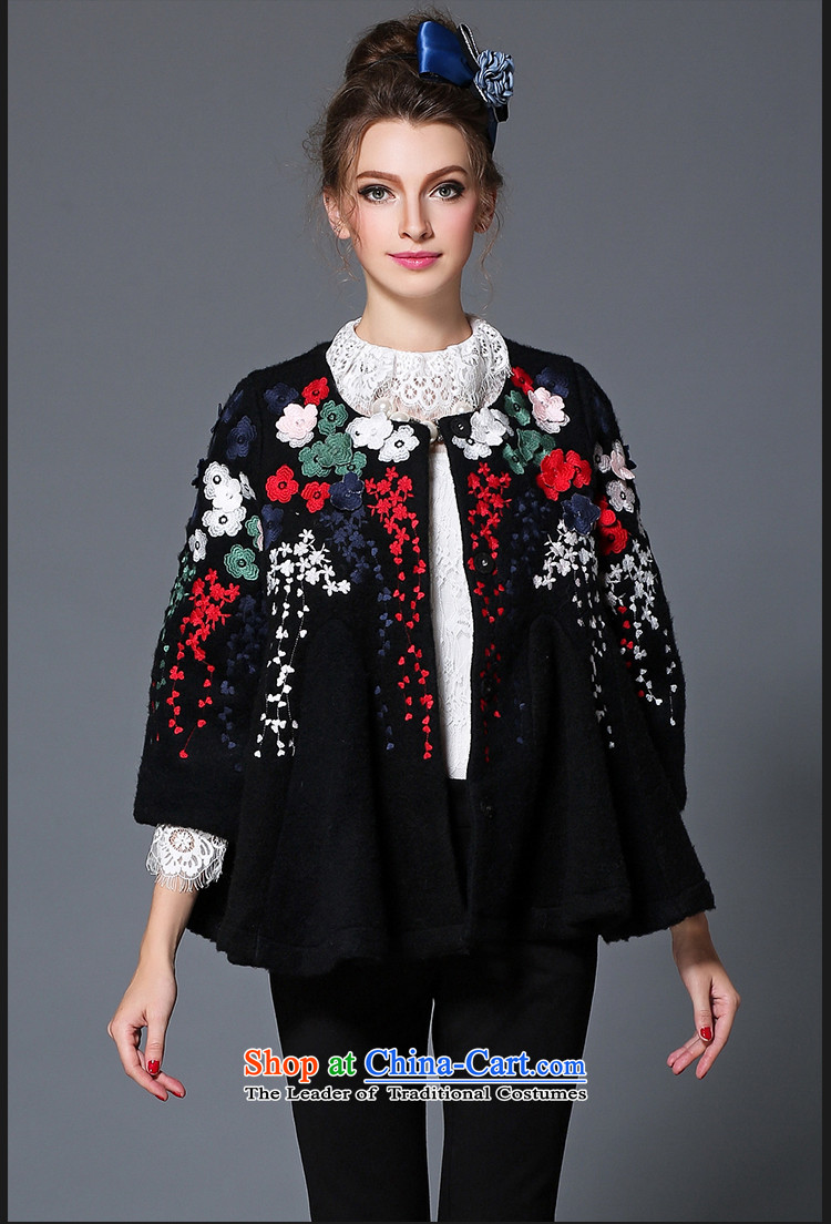 2015 Autumn and winter sea from the new Europe and high-end graphics thin coat embroidered retro loose single row detained wool coat female B1710W? Black M picture, prices, brand platters! The elections are supplied in the national character of distribution, so action, buy now enjoy more preferential! As soon as possible.