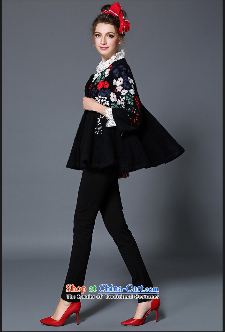 2015 Autumn and winter sea from the new Europe and high-end graphics thin coat embroidered retro loose single row detained wool coat female B1710W? Black M picture, prices, brand platters! The elections are supplied in the national character of distribution, so action, buy now enjoy more preferential! As soon as possible.